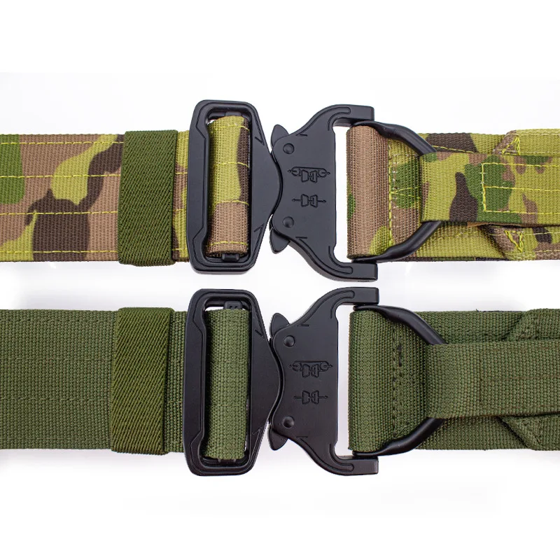 Cinturón táctico doble engrosado, hebilla de liberación rápida, sello de cintura de camuflaje del ejército, hebilla de Metal para exteriores - imagen 2