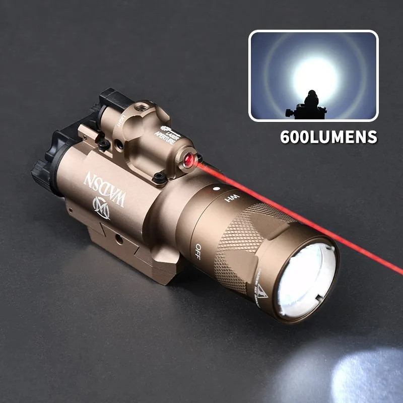 WADSN X400 X400V linterna táctica estroboscópica pistola cazatalentos arma Luz de punto rojo Lumen de 600 láser para 20mm Rail Airsoft lámpara - imagen 5
