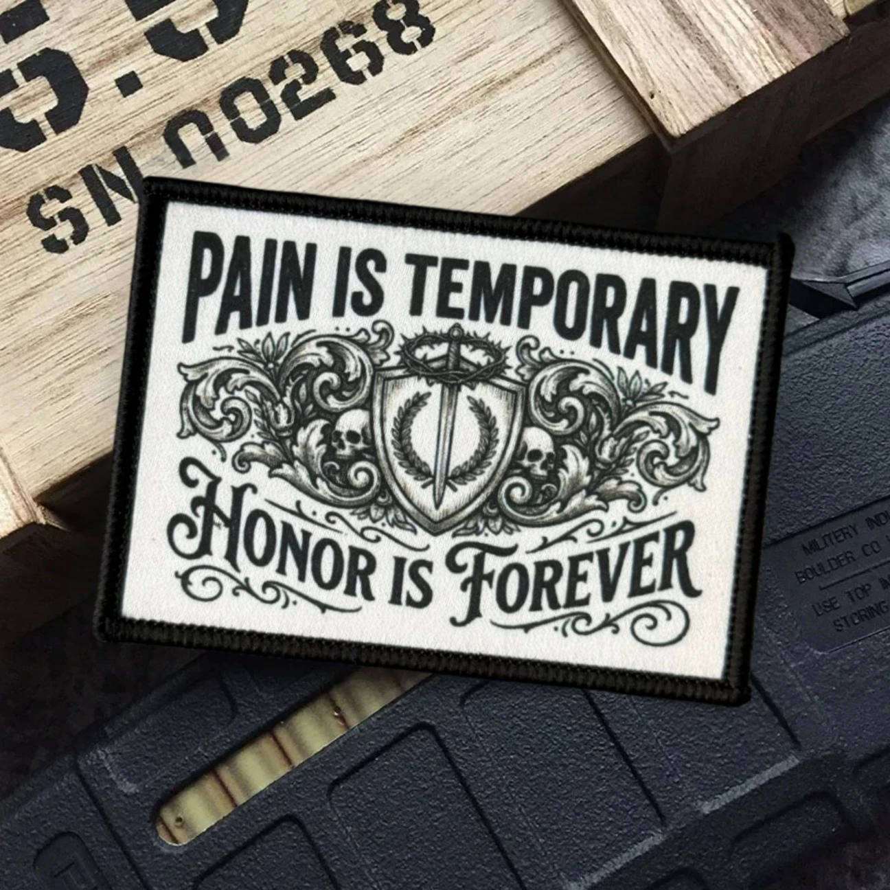 Parche táctico El Dolor es Temporal Honor Eterno–Gancho bucle mochila - imagen 5