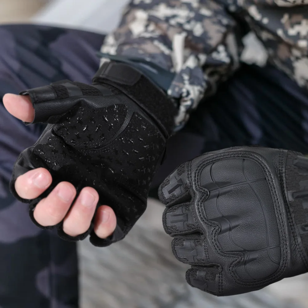 Guantes tácticos sin dedos para combate al aire libre, caza, tiro, Airsoft, senderismo, Camping, deportes de ciclismo, trabajo, equipo protector antideslizante - imagen 2