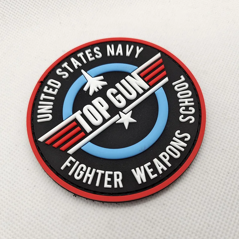 Top Gun 2 insignias de goma de Pvc con gancho y bucle, pegatinas mágicas de gotitas para mochila, parche táctico para ropa, sombrero, brazalete que brilla en la oscuridad - imagen 4