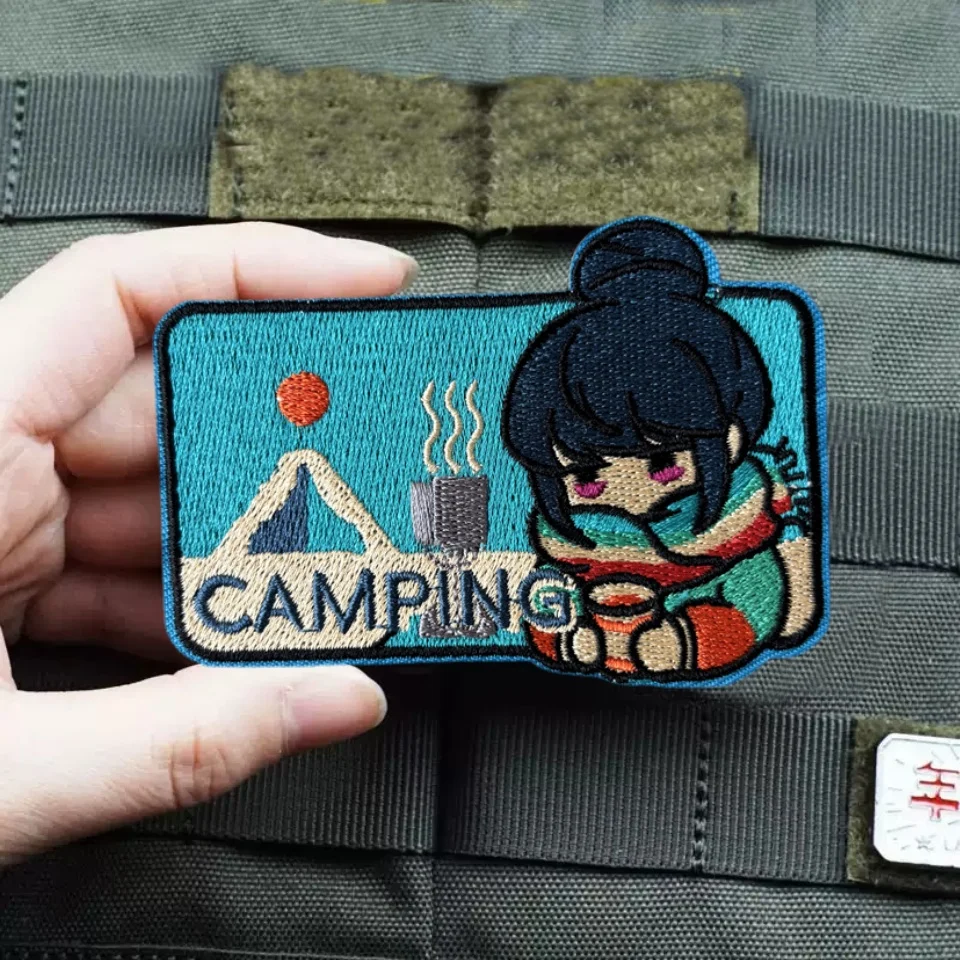 Parche bordado de Chica de Anime, insignia de moral táctica, parches militares con gancho y bucle, pegatina para mochila, brazalete de ropa