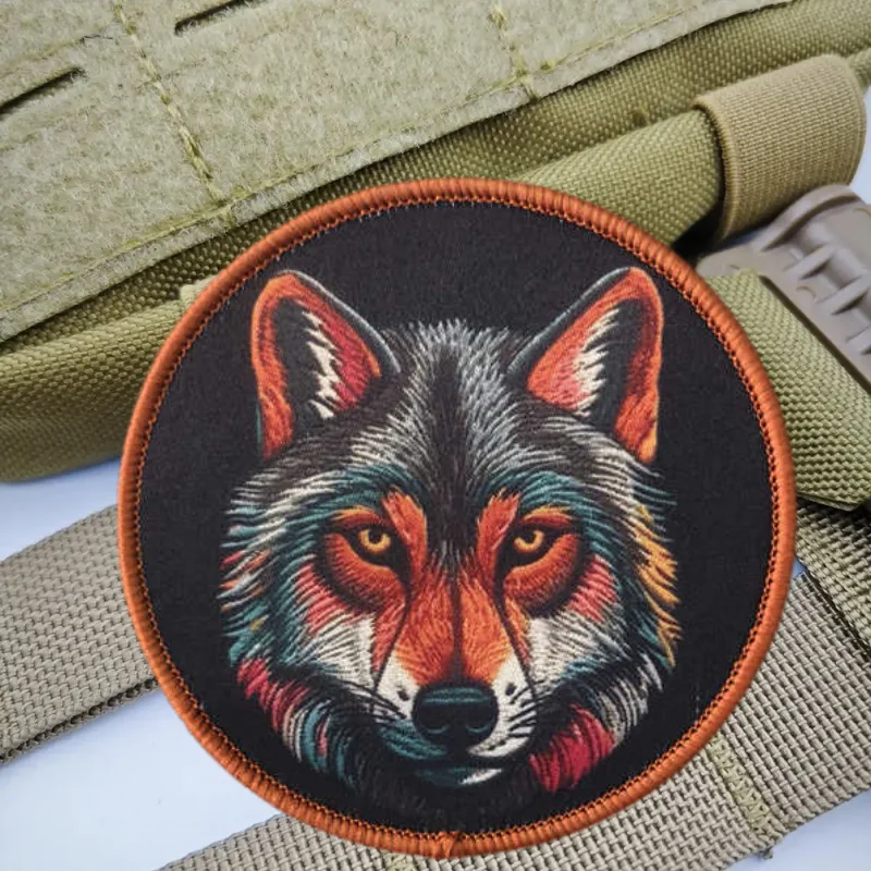 Parche con estampado de lobo militar, chaleco táctico, insignia de moral con gancho y bucle, pegatinas decorativas para mochila, parches para brazalete para ropa - imagen 4