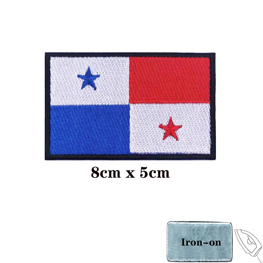 Parches de bandera de Panamá, brazalete, parche bordado, gancho y bucle, insignia bordada con hierro, raya militar - imagen 2
