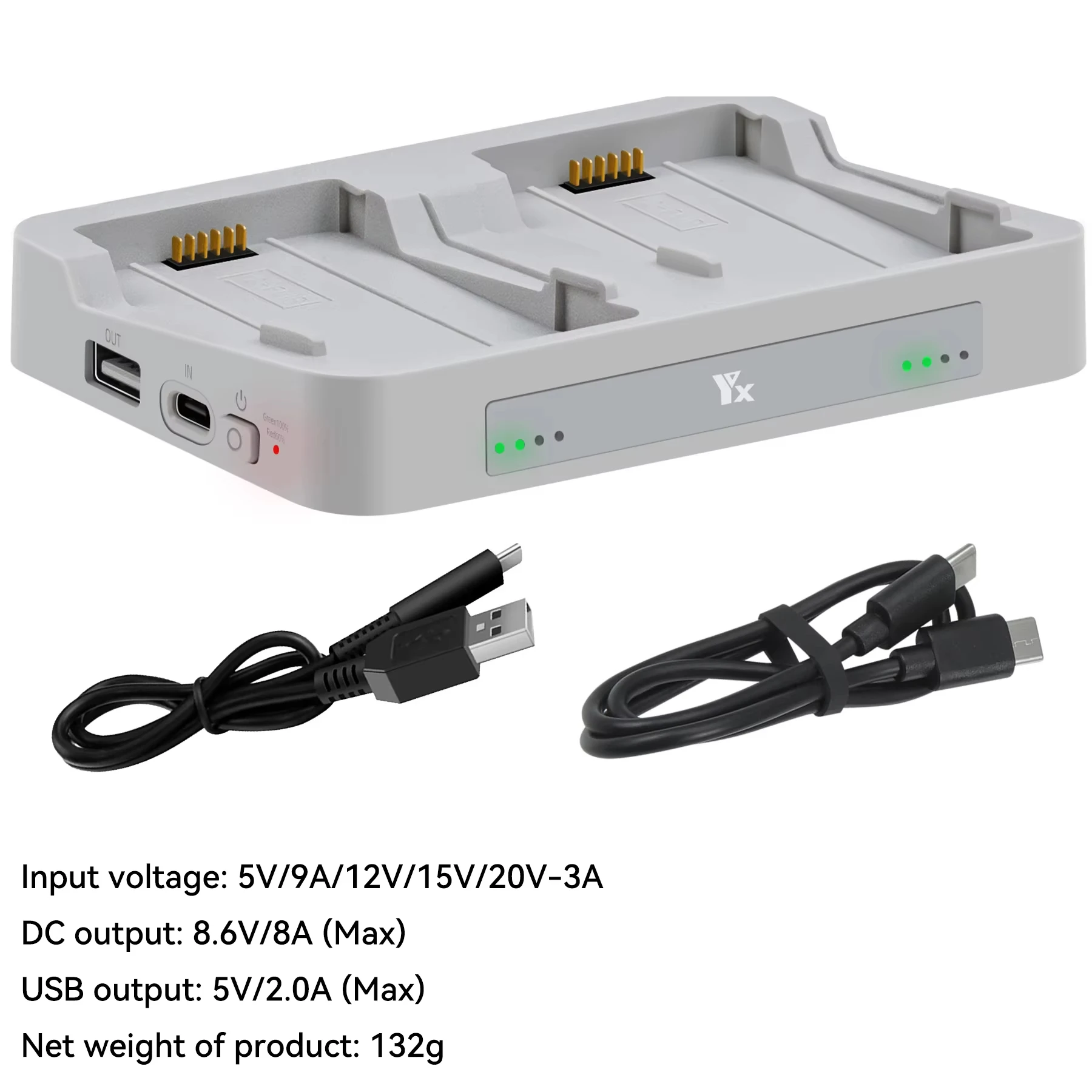 Cargador de batería portátil para DJI Flip, accesorios para drones de doble batería, concentrador de carga rápida de batería, carga de dos baterías en secuencia - imagen 3