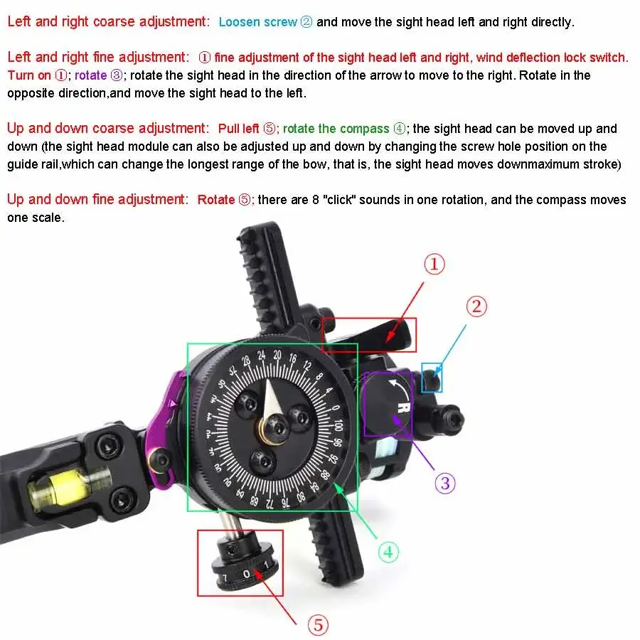 Mira de arco compuesto, 1 Pin, 2 punto de puntería, aleación de aluminio 6061, ajustable para tiro con arco, accesorios de caza, 1 ud. - imagen 4