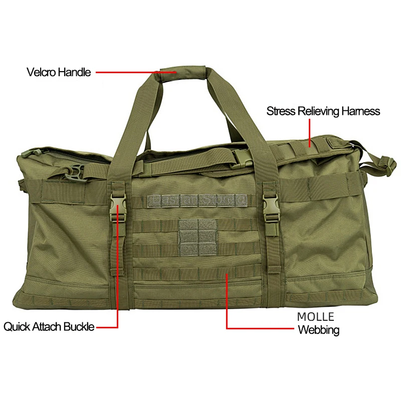Bolsa de lona para equipaje de 106L, bolso táctico para acampar, mochila grande para senderismo, montañismo, viajes, bolsas impermeables multifuncionales - imagen 3