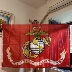 Bandera USMC Cuerpo Marines poliéster 90x150 cm decoración hogar