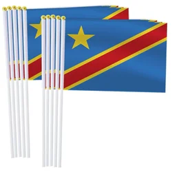 Bandera de la República Democrática del Congo Bandera ondulada a mano 14*21 cmBandera de la República Democrática del Congo Bandera ondeante a mano