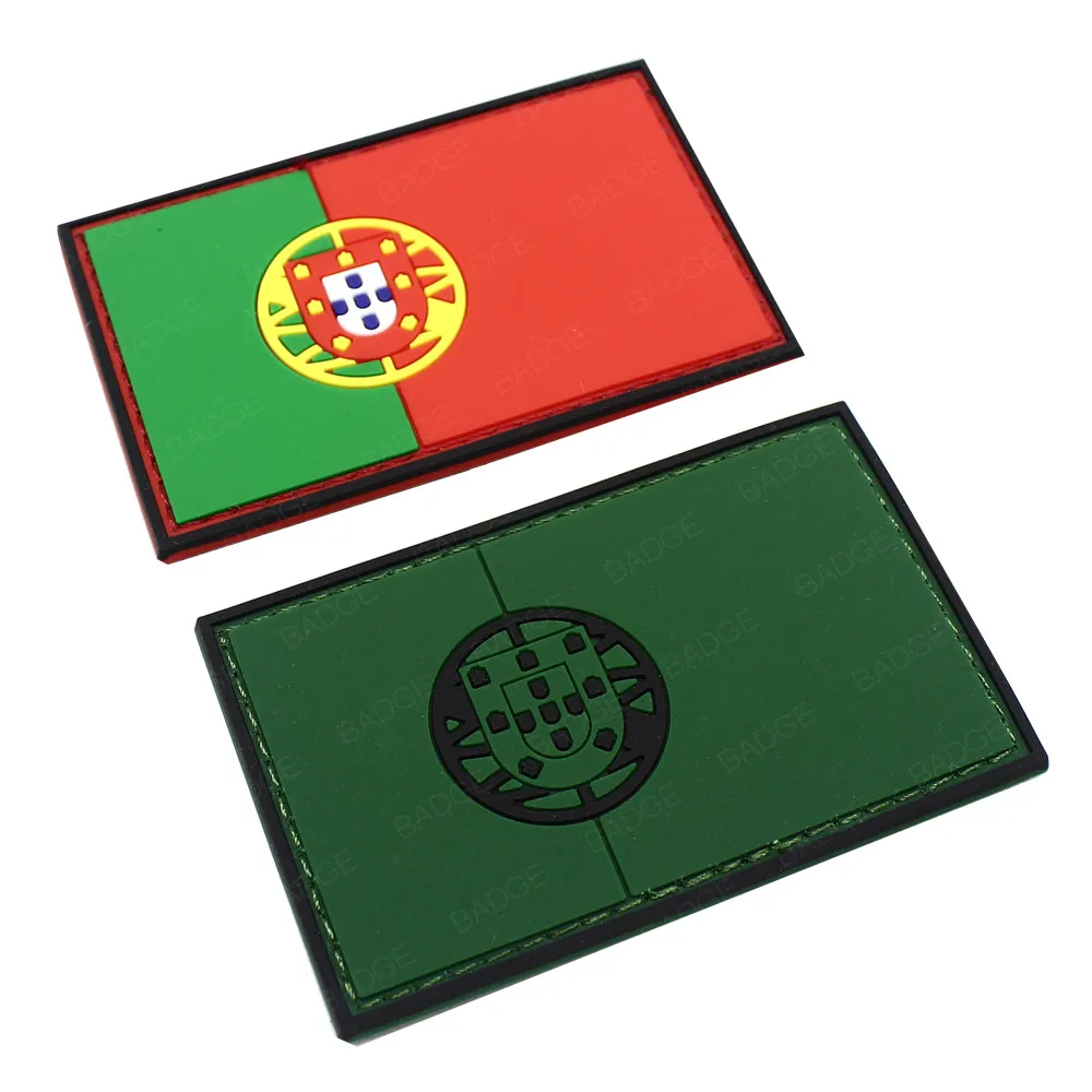 Parche bordado con bandera de Portugal, insignia de goma de PVC del ejército militar, mochila, apliques de ropa, emblema táctico con gancho y bucle - imagen 2