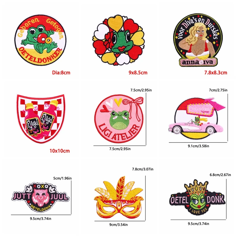 5 uds. Parche completo bordado de carnaval con emblema de Oeteldonk de Países Bajos, parches para planchar para ropa, parches para planchar para ropa DIY - imagen 2