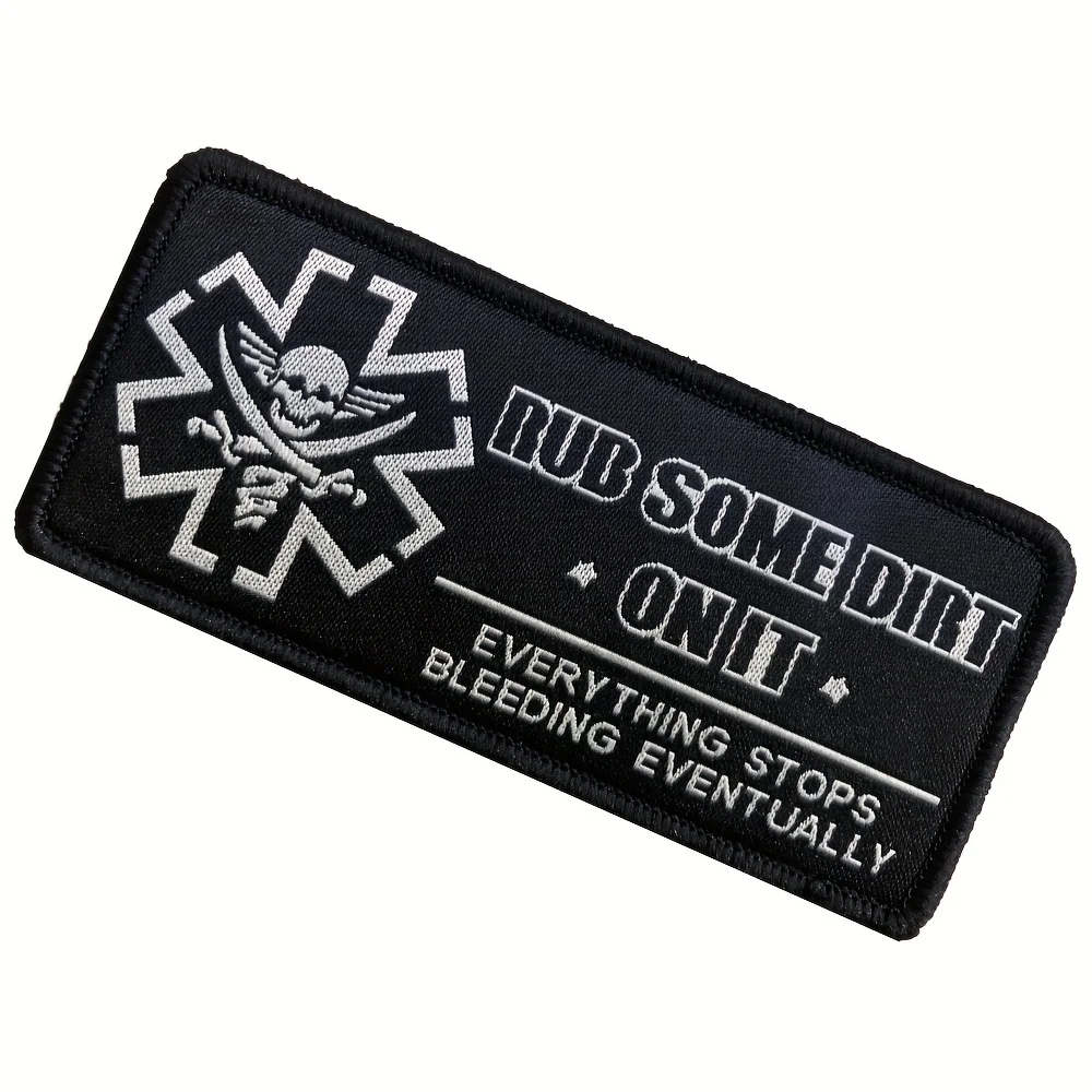 parches velcro mochila tácticos de bordados Parche de Velcros con cita divertida de meme "Rub Some Dirt On It", insignia bordada con gancho y bucle de moral para mochila táctica Molle, chaquetas - imagen 5