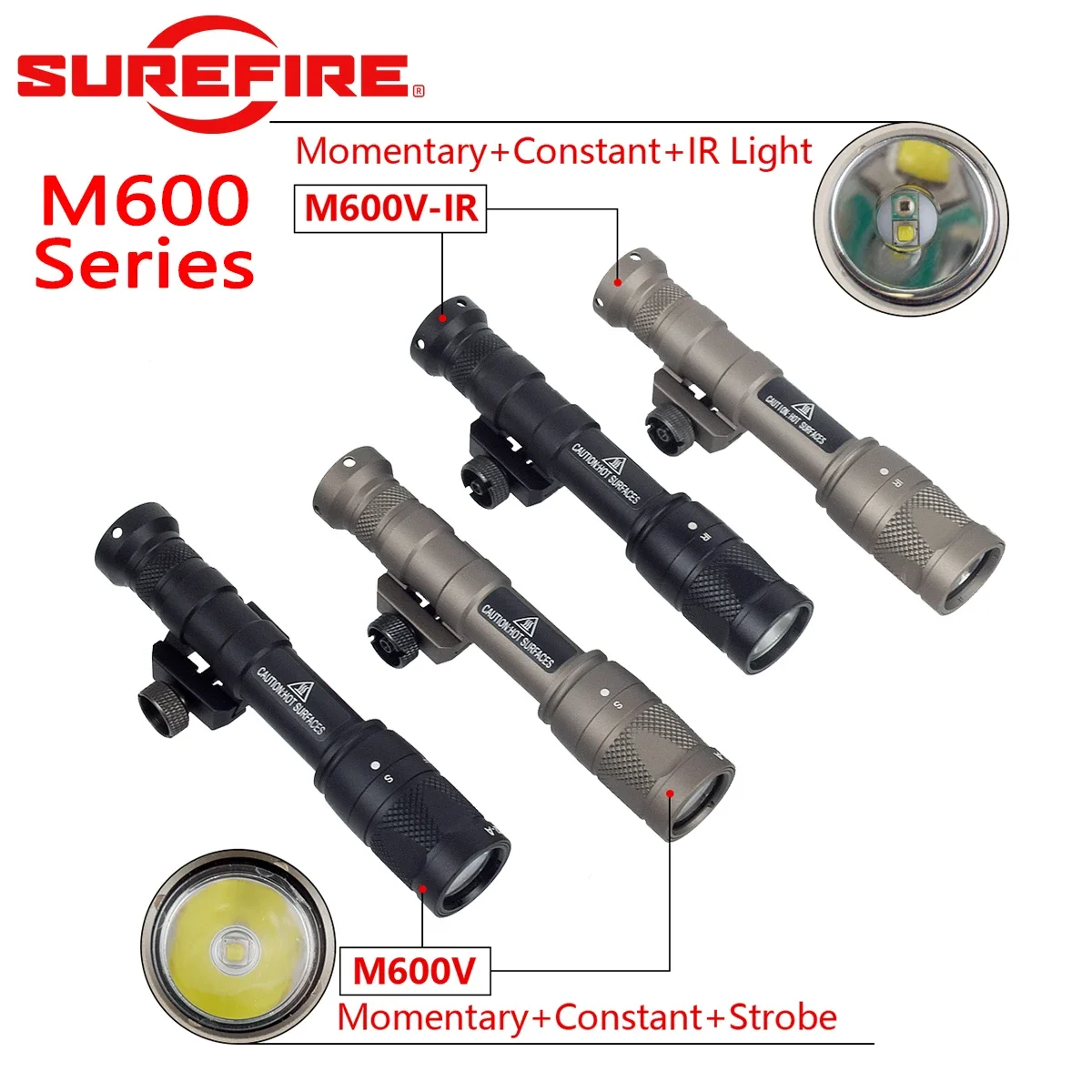 Luz exploradora táctica Surefire M600C M600V IR Airsoft AR15 Rifle arma linterna LED caza M600 lúmenes SF Logo proyector - imagen 2
