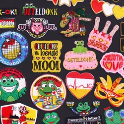 Parches bordados con emblema de Oeteldonk, parche de rana DIY, parche de carnaval para Países Bajos, parches para planchar para ropa, insignias de parche para coser