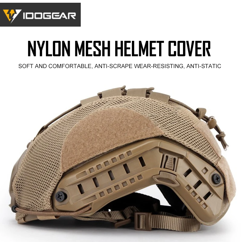 IDOGEAR-cubierta de casco táctico de malla Molle para caza, protector de tela para casco rápido de camuflaje Militar, accesorios para casco táctico Airsoft - imagen 5