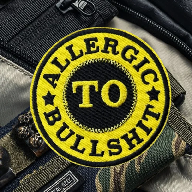 Parche bordado alérgico a Mierda, insignia de moral con gancho y bucle táctico, pegatinas decorativas para mochila, parches para brazalete para ropa - imagen 4