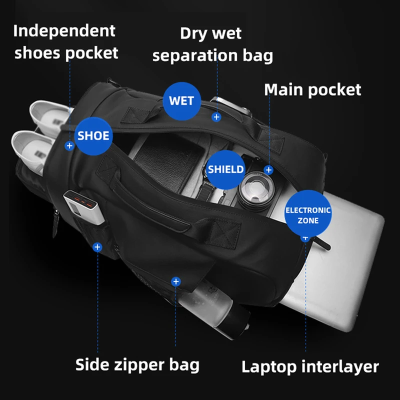 Bolsa táctica con compartimento seco/húmedo para zapatos y portátil - imagen 3