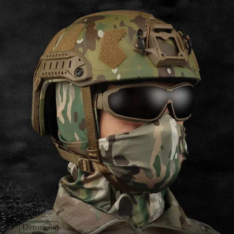 Máscara táctica pasamontañas para exteriores capucha de cabeza de silicona media cara a prueba de viento casco Airsoft caza CS juego gorra de protección solar - imagen 4