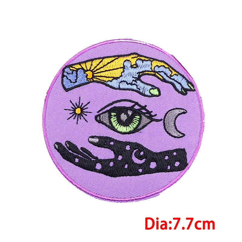 10 unids/lote de parches bordados con ojos coloridos y setas de gato, parches termoadhesivos para planchar DIY para ropa, pegatinas para coser - imagen 3