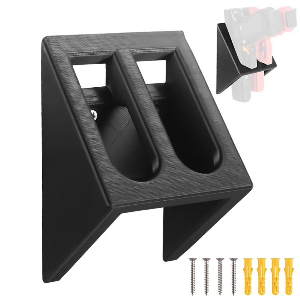 Soporte para pistola doble, soporte para pistola de montaje en pared con 2 ranuras, soporte para pistola de interior para el hogar, almacenamiento seguro para pistola, pantalla doble para pistola