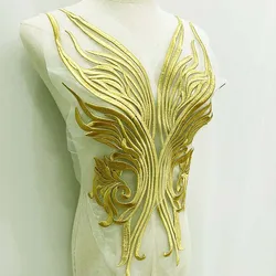 Aplique bordado flores hilo dorado – Encaje para vestido novia