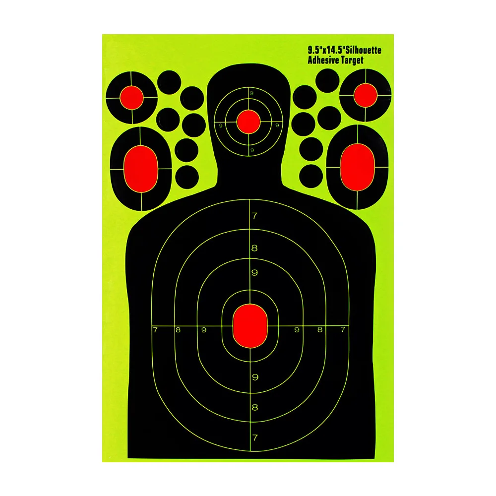 Silueta de tiro fluorescente autoadhesiva – Entrenamiento puntería - imagen 3