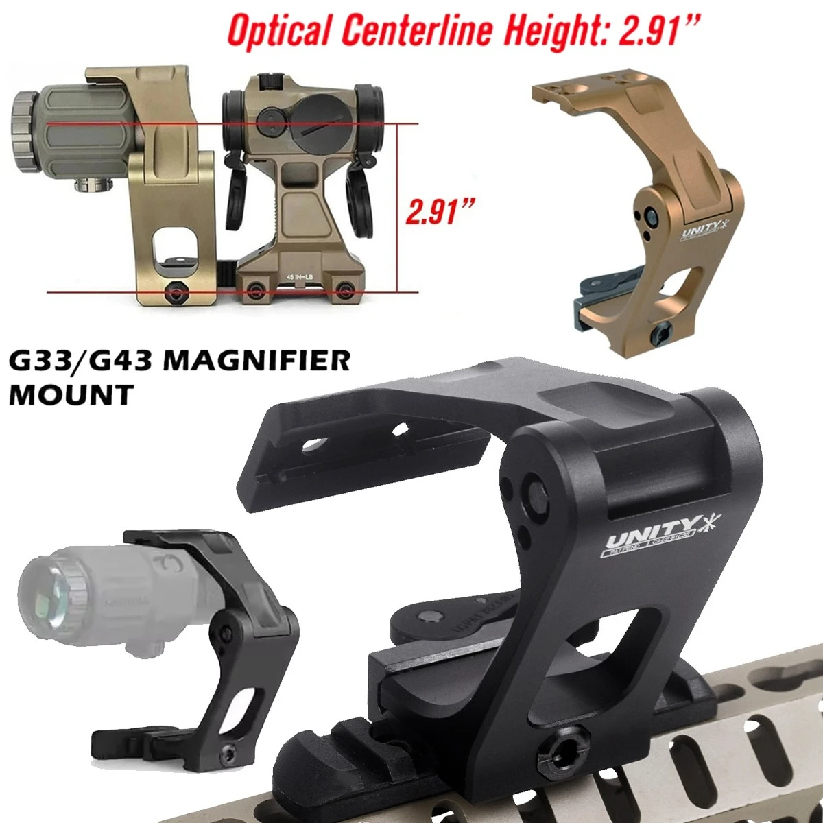 2,91 "551 558 G33 G43 UNIDAD FAST FTC palanca de montaje altura óptica soportes tácticos Riser Scope T01 Red Dot Sight PEQ-15 Riser Mount - imagen 3