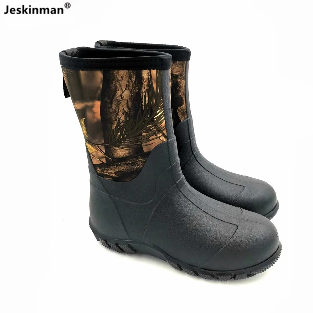 Zapatos de lluvia de goma cálidos para hombre, zapatos para lavar coches, hojas de arce, camuflaje biónico, botas de pesca para caza en el bosque, botas de esquí antideslizantes - imagen 2