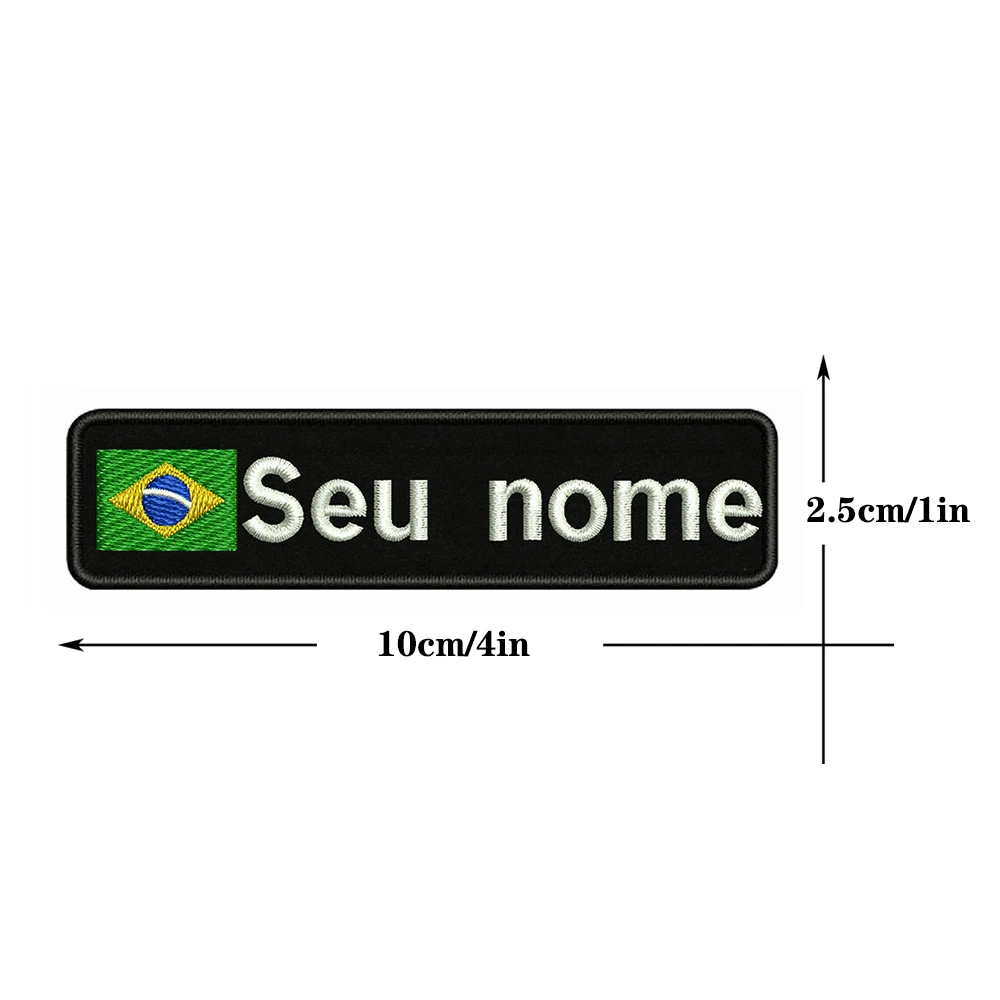 1 unidad de 10cm x 2,5 cm bandera brasileña Brasil personalizado nombre parche rayas insignia etiquetas brazalete hierro o gancho bucle bordado - imagen 3