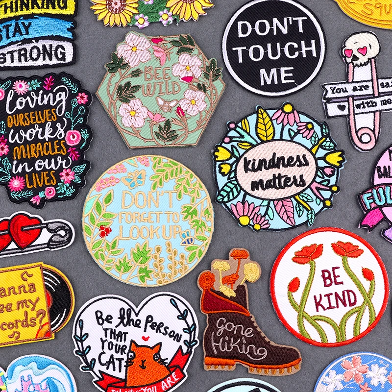 Be Kind-Parche para planchar para ropa, parches bordados activos para camiseta, ir a caminar, parches fusibles, apliques adhesivos