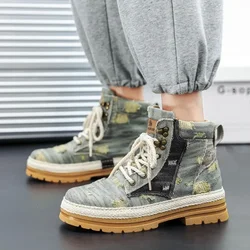 Cómodas botas tácticas lona vaquera para hombre estilo motociclista