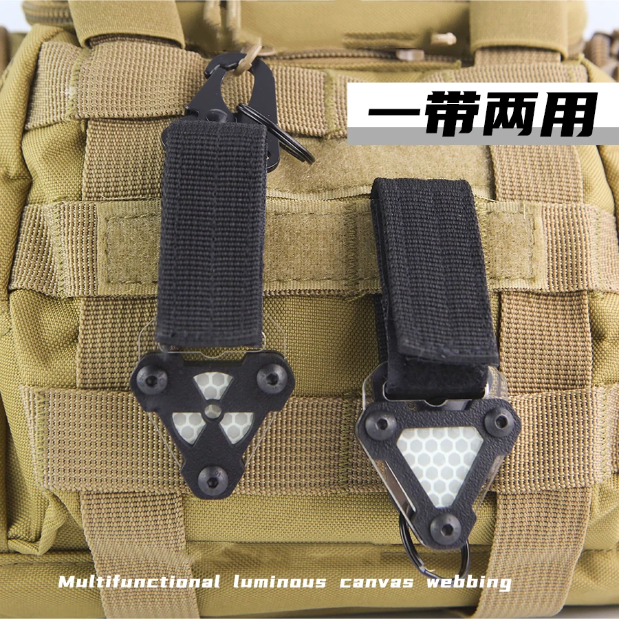 Colgante de correa Molle triangular luminoso para mochila de ordenador, cordón de extensión, accesorios de bolsa al aire libre, tarjeta reflectante, DIY - imagen 4