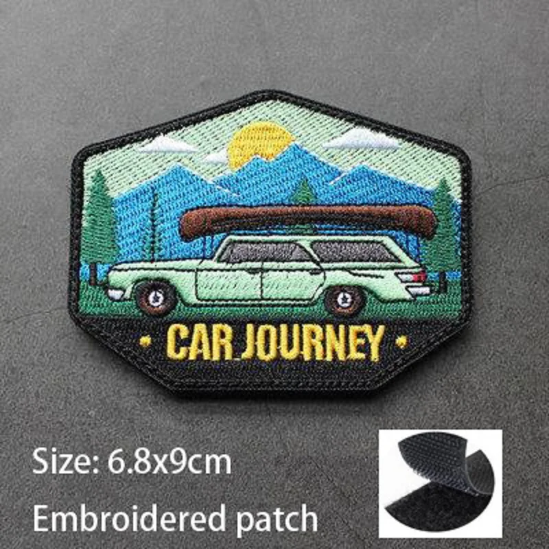 Nuevo brazalete escénico al aire libre todoterreno bordado 3D Camping montaña y río DIY costura moral parches de gancho y bucle - imagen 5