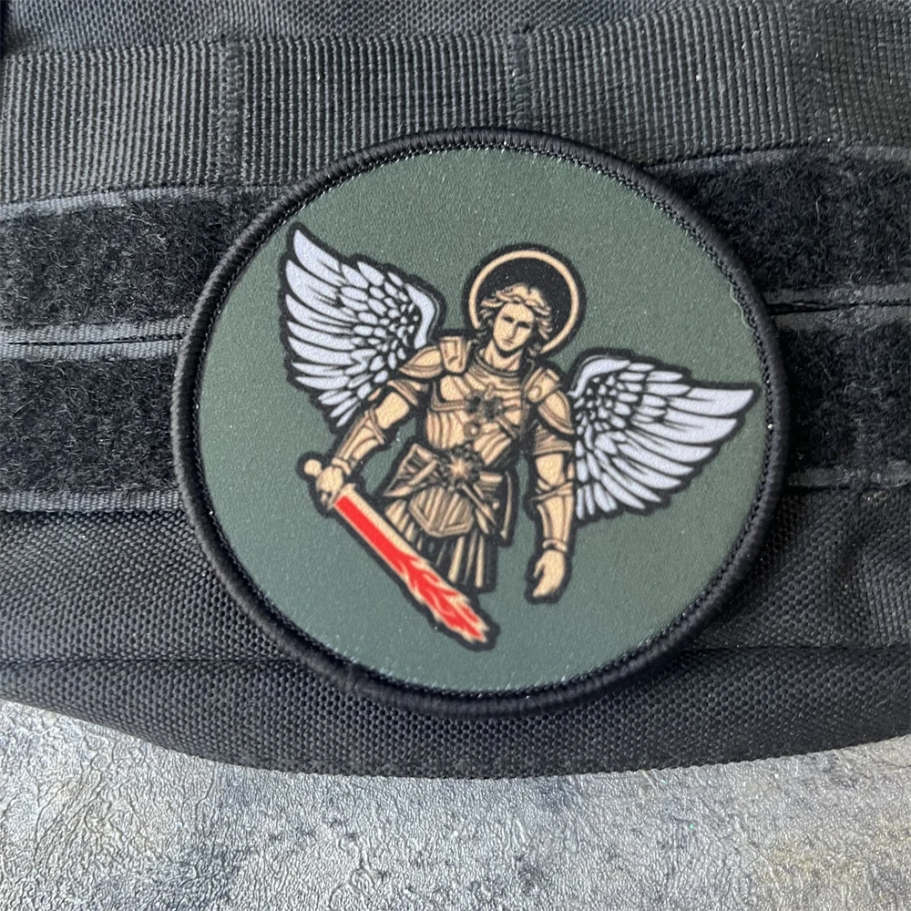 San Miguel me protegendo. Parche de insignia de moral, parches de gancho y bucle impresos tácticos militares para pegatinas de mochila de ropa - imagen 5