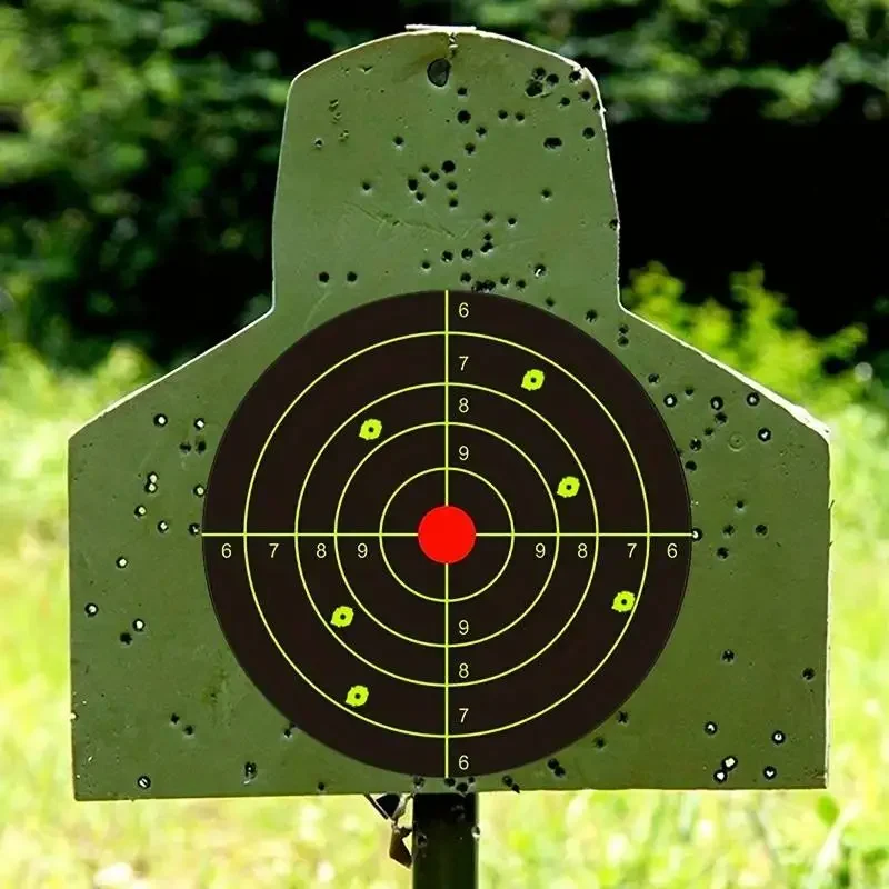 10 hojas/paquete de pegatinas de objetivo de salpicaduras de color amarillo fluorescente brillante de 12 pulgadas, objetivos de tiro reactivos adhesivos - imagen 5