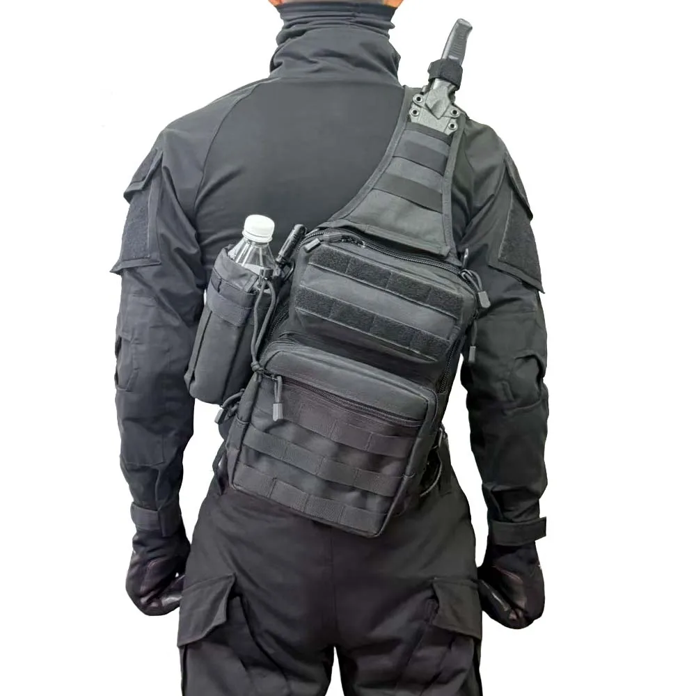 Bolsa de pecho táctica Molle, bandolera de un solo hombro, mochila para senderismo y ciclismo al aire libre, bolsa de herramientas duradera, soporte para botella de agua - imagen 3