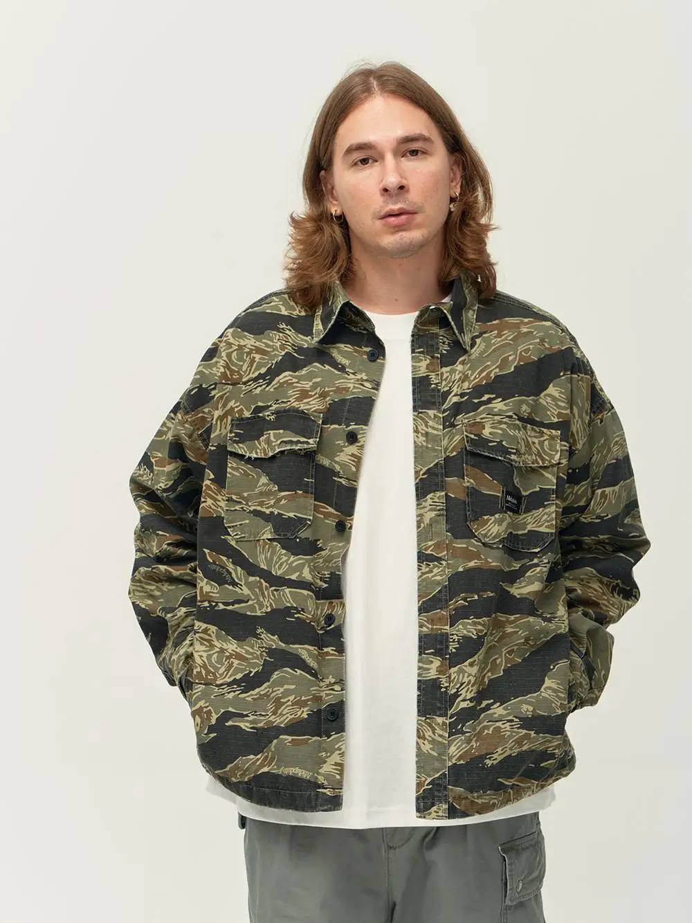 Camisa de manga larga con estampado de camuflaje para hombre, chaqueta fina informal de rejilla de vela Zhu, moda masculina, principios de otoño, 2024 - imagen 4