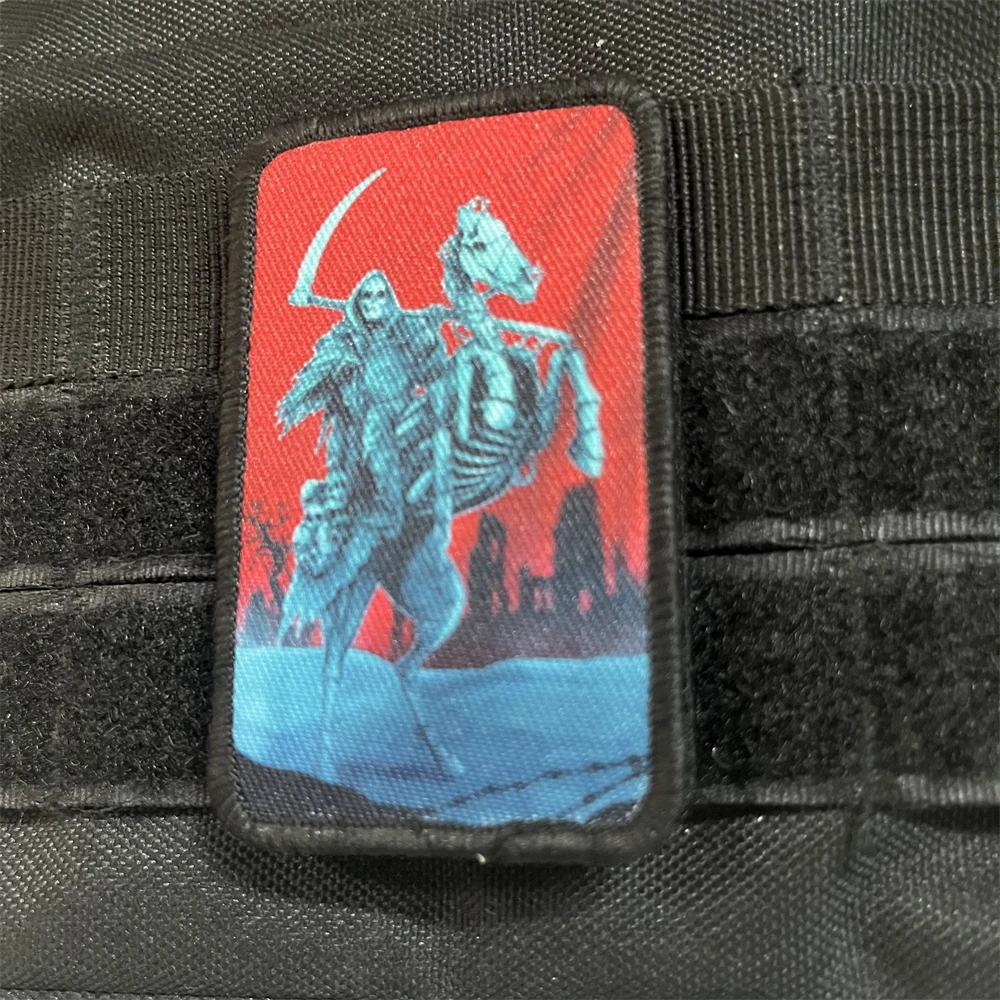 Parches tácticos de moral de esqueleto Death Reaper para ropa, parche de gancho y bucle impreso, pegatina para mochila del ejército militar - imagen 4