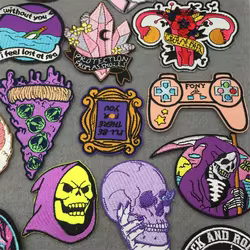 Parches termoadhesivos para ropa rosa, transferencia de planchado para ropa, Punk, Anime, aplicaciones de planchado