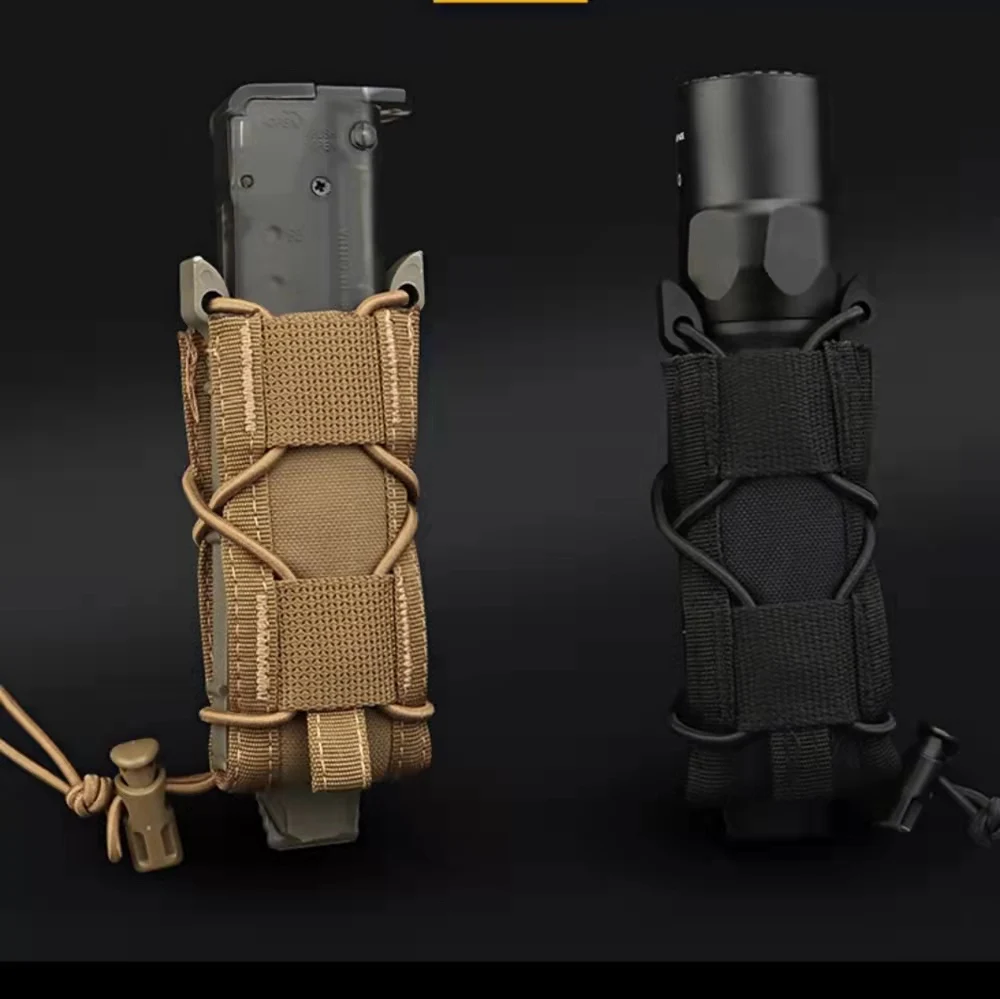 Bolsa táctica de 1/2 piezas para Una sola pistola, bolsa de nailon Molle para linterna, soporte para antorcha, funda para cuchillo de caza, 9mm - imagen 2