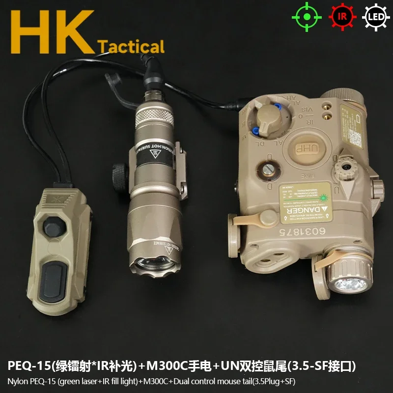 Puntero láser táctico PEQ15 Airsoft PEQ punto rojo verde IR luz láser de alta potencia SF M300C luz de explorador juego de interruptor AXON - imagen 4