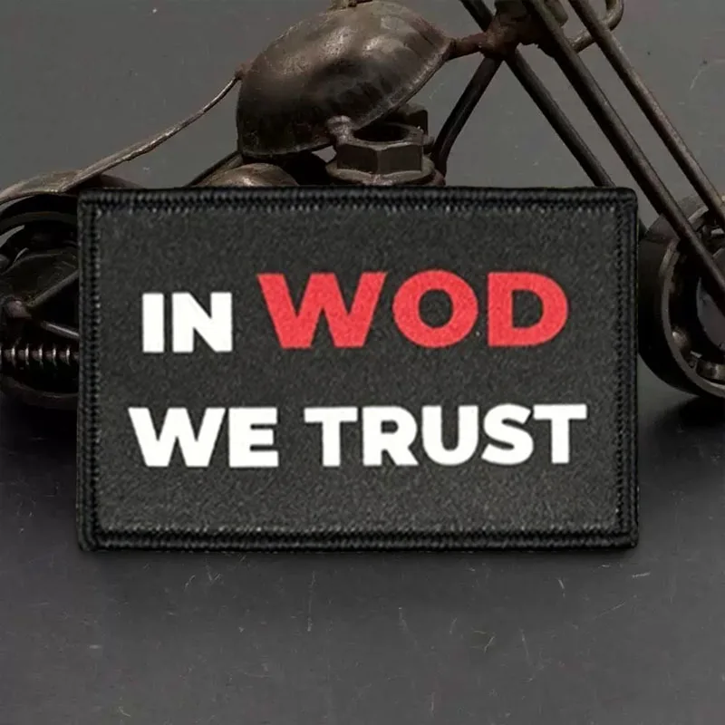Parche táctico 'In WOD We Trust', parches de gancho y bucle, brazalete, insignia de moral militar, mochila Chevron, pegatinas para chaleco