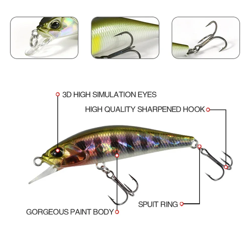 Señuelos de Pesca Minnow Jerkbaits 50mm 4g señuelo para trucha lubina Mini hundimiento Minnow Pesca Spearhead Ryuki River Bait señuelo - imagen 3