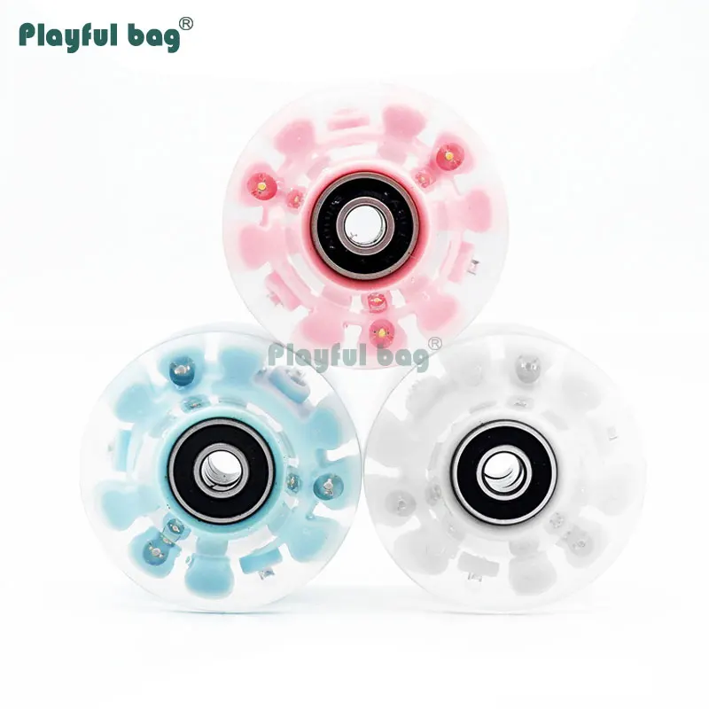 Ruedas de PU intermitentes de 58x32mm para patines de doble hilera 82A, accesorios universales para ruedas de seis Led, rodamientos 608RS AMB105 - imagen 3