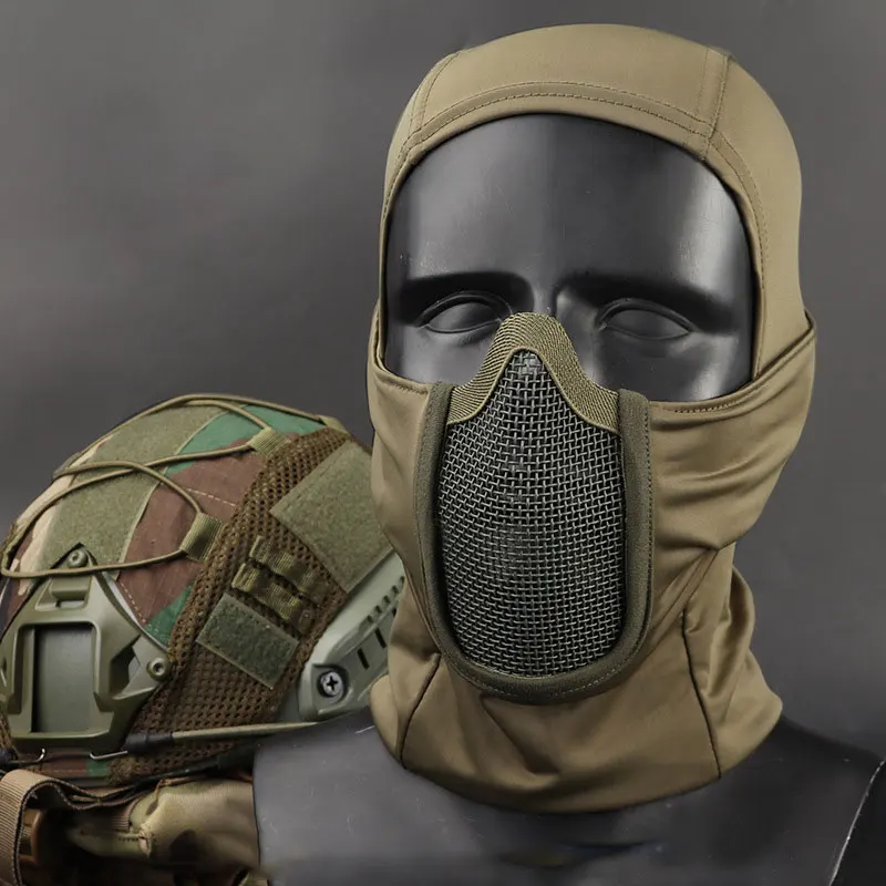 Máscara táctica Airsoft Paintball, máscara de malla de acero de cara completa, gorra de combate militar, máscara de protección de juego de guerra de caza al aire libre - imagen 3