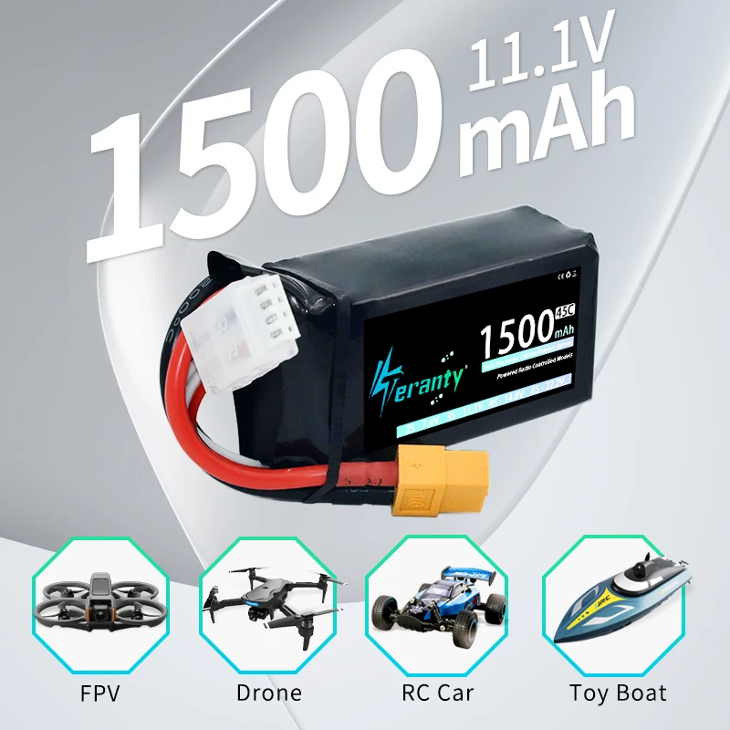 1/2 Uds TERANTY 3S 1500mAh batería Lipo corta 11,1 V 45C con enchufe T/XT30/XT60 para RC coche camión Drone avión FPV RC Hobby piezas - imagen 2