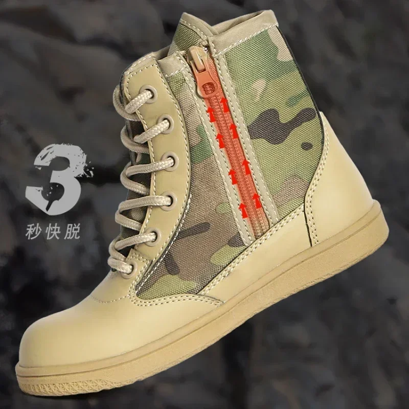 Botas militares de combate para chico, zapatos tácticos de lona para niños, zapatos de entrenamiento para acampar al aire libre, senderismo y escalada - imagen 5