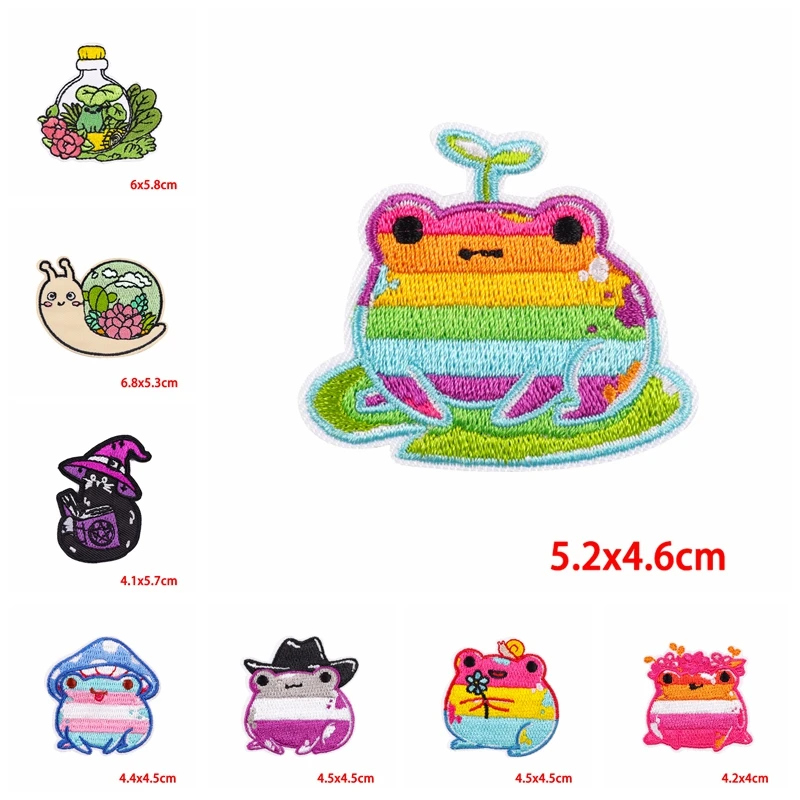 10 Uds. Parches bordados de animales de dibujos animados DIY Rana gato para ropa parches para planchar para ropa parches termoadhesivos - imagen 3