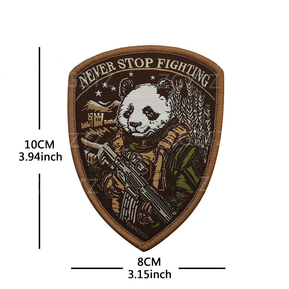 Parches de gancho y bucle bordados de Panda táctico "Para dejar de lucha" para ropa al aire libre insignia de moral táctica de moda militar - imagen 5
