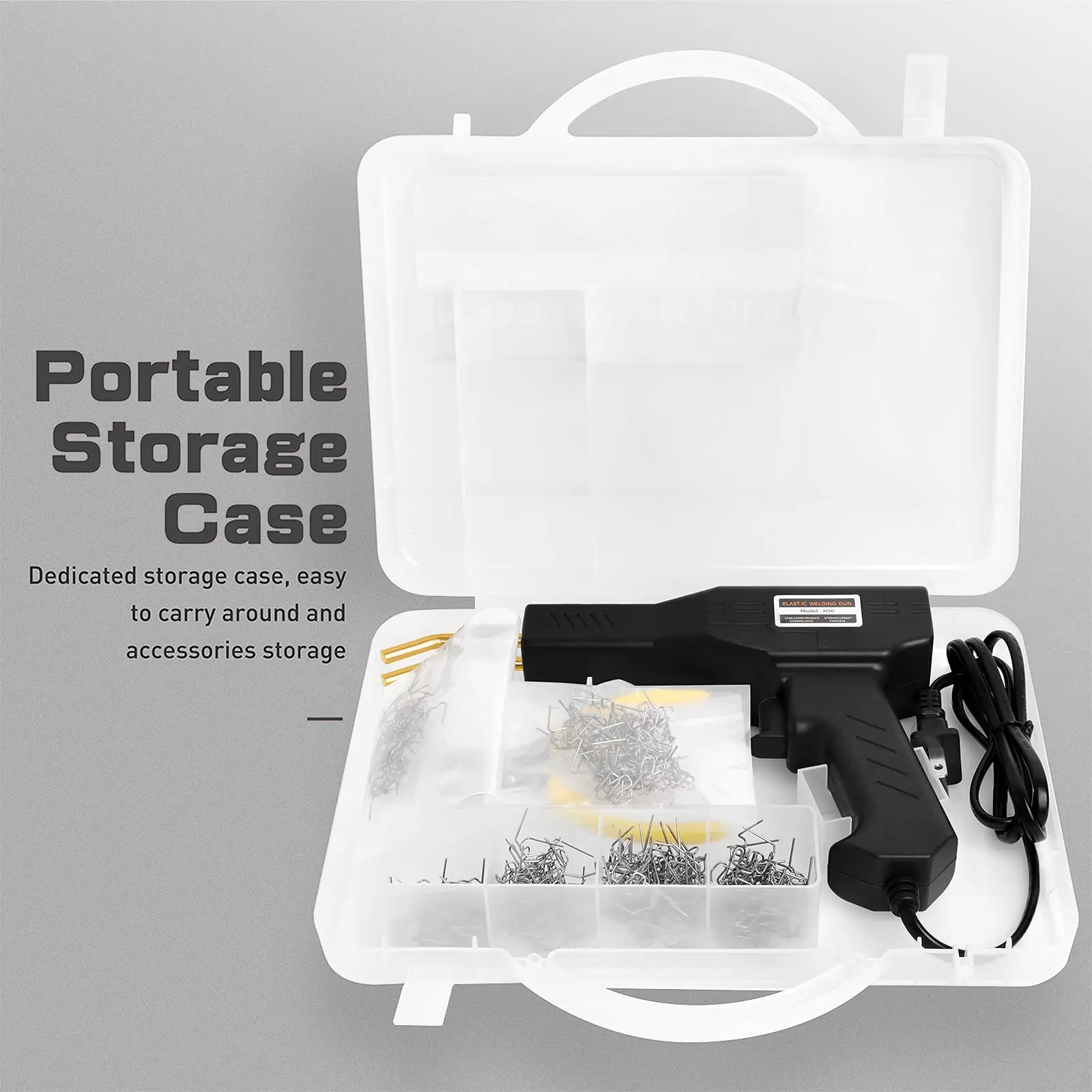 Pistola de calor de 50W, máquina de pistola de soldar de plástico, grapas de soldador de parachoques, Kit de herramientas de reparación de parachoques para coche, grapadora caliente, soldador de plástico - imagen 2